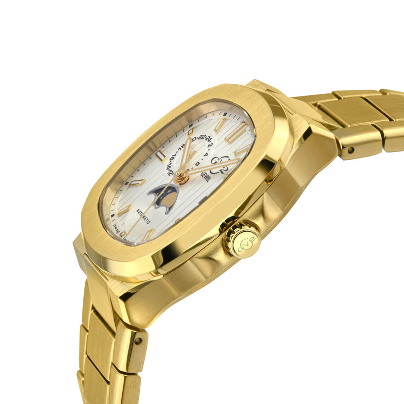 Potente - Moon phase Swiss Automatic, Sellita SW285-1,A, Moon Phase, IPYG Case, White Dial, IPYG Bracelet | White Dial