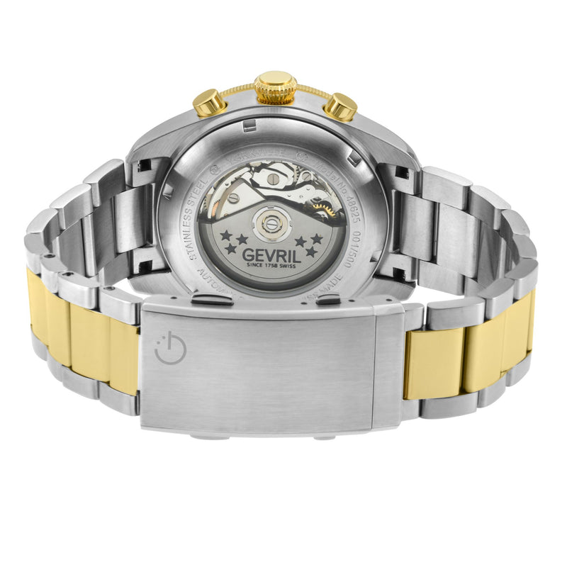 Yorkville - Chronograph Gevril Yorkville Swiss Automatic Chronograph  Watch, SS Case, Green/Gold bezel, Green Dial, SS/IPYG Bracelet. | Green Dial