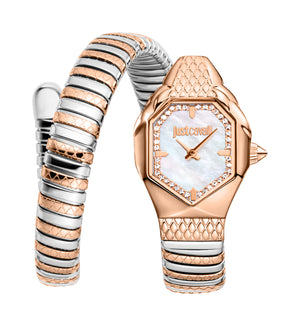 Snake 22mm / White Mother-of-Pearl / Silver and Rose Gold | White Mother-of-Pearl Dial