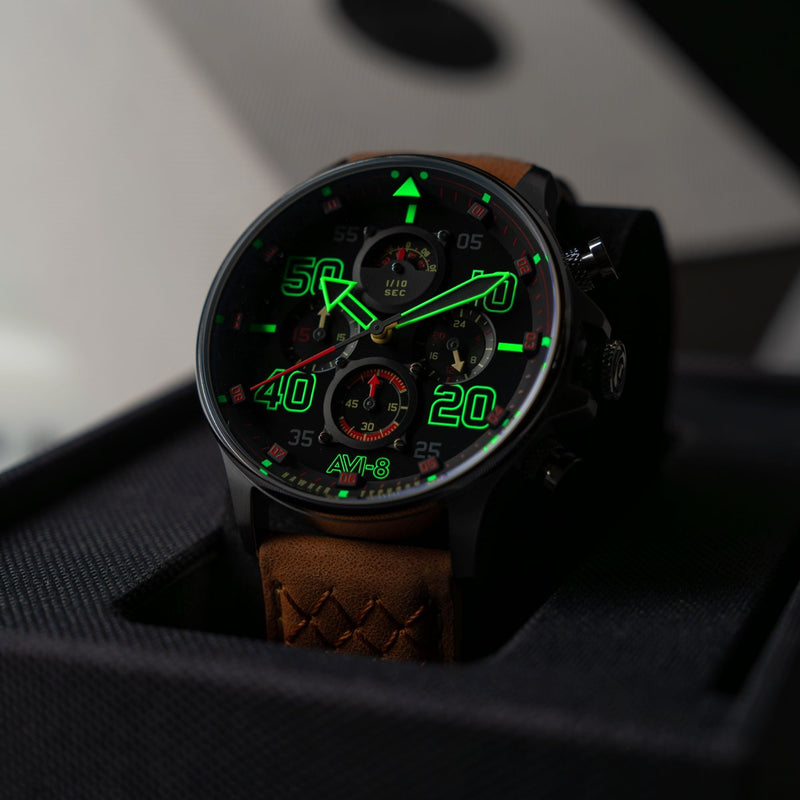 Coningham Chronograph Black / Leather | Black Dial