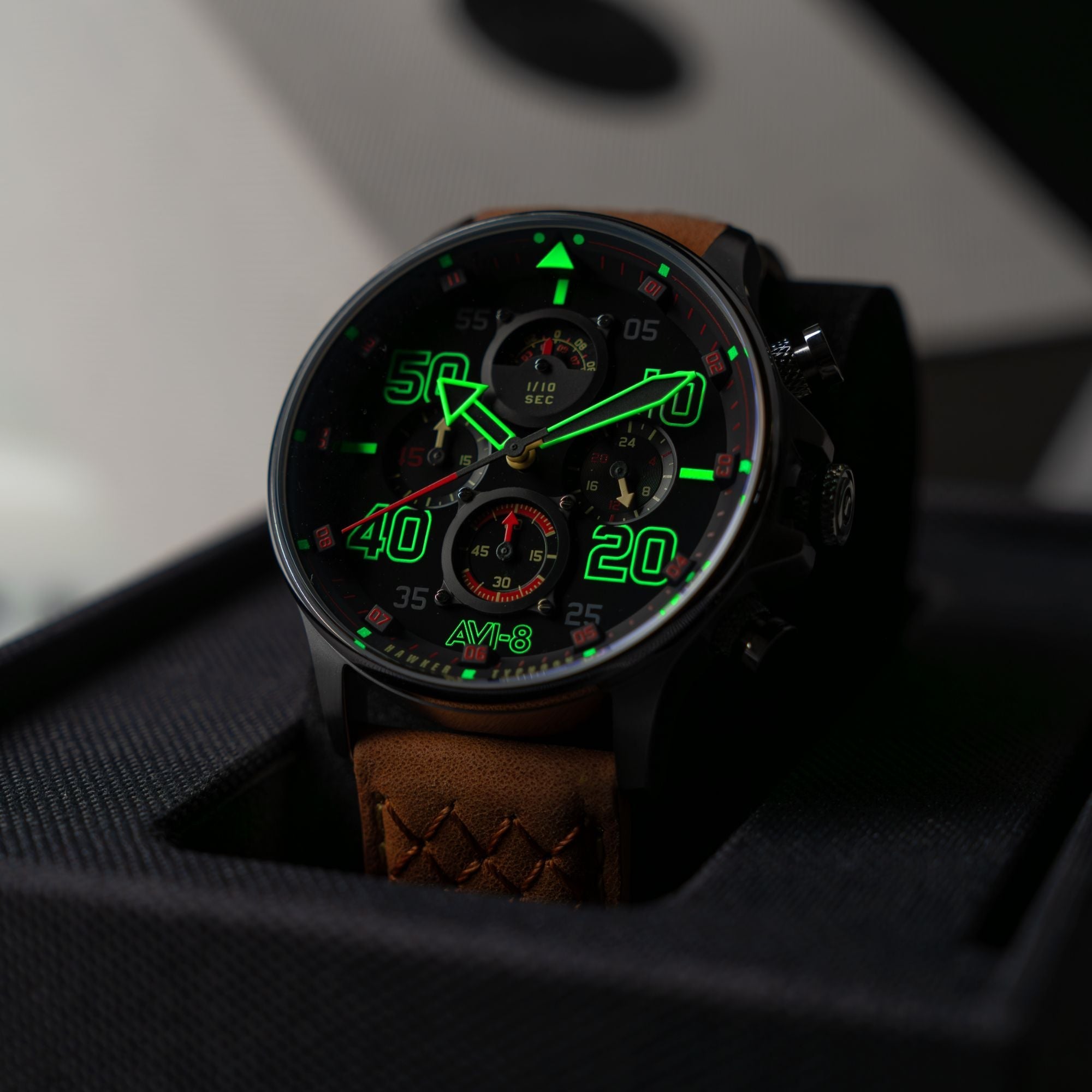 Coningham Chronograph Black / Leather Black Dial