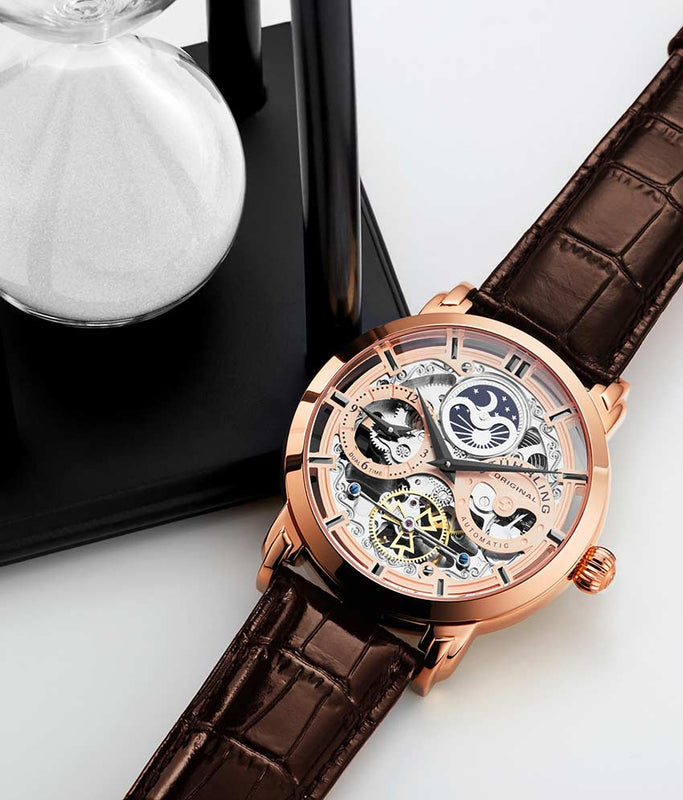 Legacy Rose Gold Dial/ Brown Leather Black