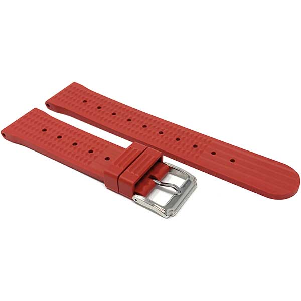 2 Pack - Vintage Rubber Diver Waffle Watch Bands Red and Orange, 20mm |  Dial