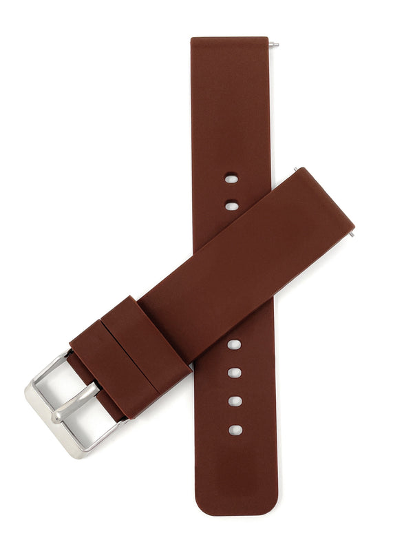 SIL.100 | Quick Release Slim Soft Rubber Silicone Watch Band - 22mm, Brown 22mm / Brown |  Dial
