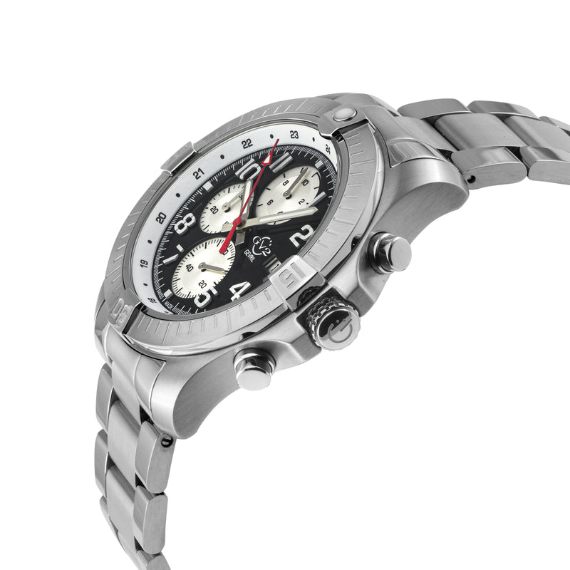 T38 GV2 Swiss Quartz Chronograph, 316L Case, Black Enamel Dial, 316L Bracelet | Black Enamel Dial
