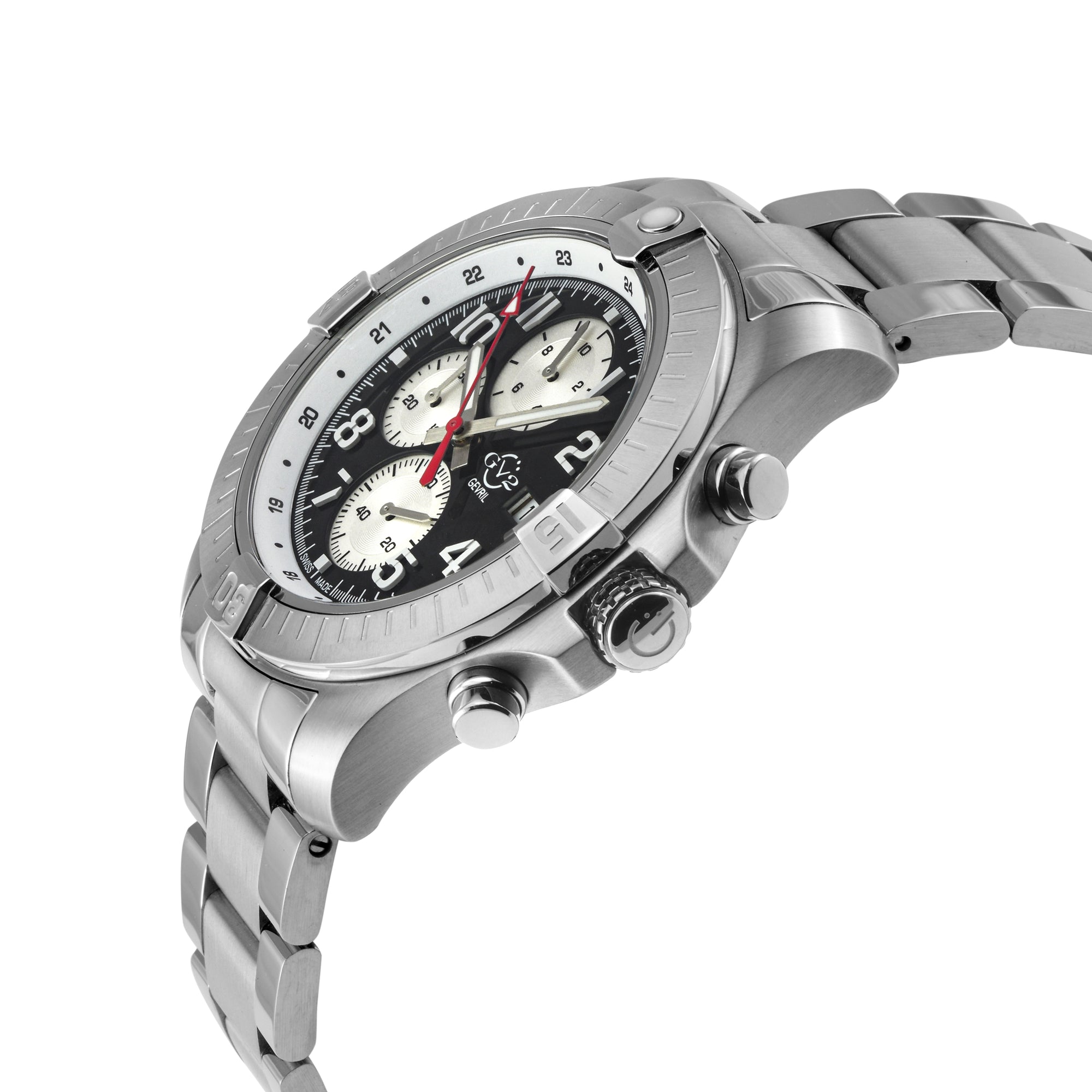 T38 GV2 Swiss Quartz Chronograph, 316L Case, Black Enamel Dial, 316L Bracelet | Black Enamel Dial
