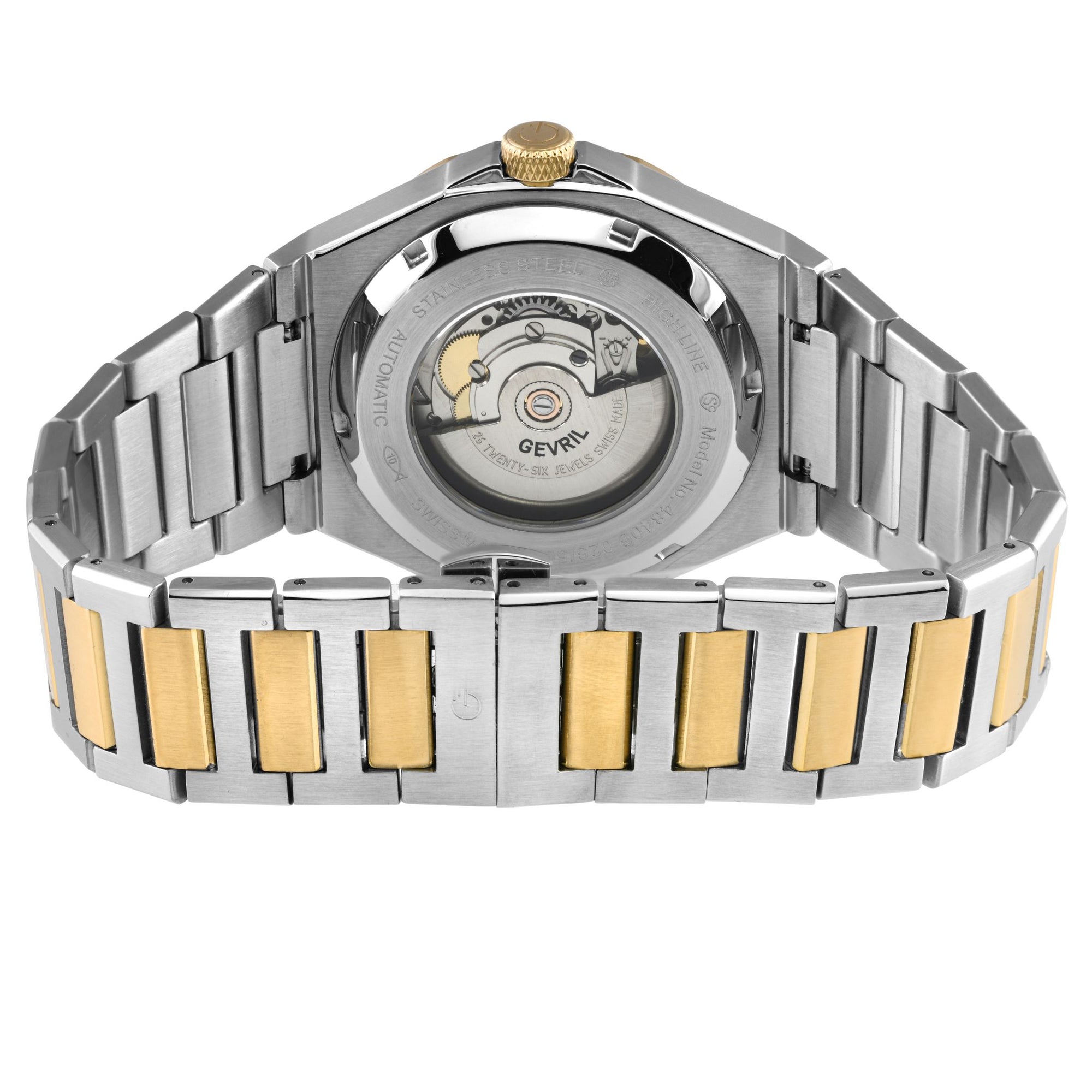 High Line Gevril High Line Swiss Made SW200 Automatic Black Bezel two tone IPYG watch | Black Dial