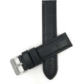 855 | 24mm Black Mens Waterproof Leather Watch Bands, Alligator Pattern 24mm / Black / Silver Buckle |  Dial