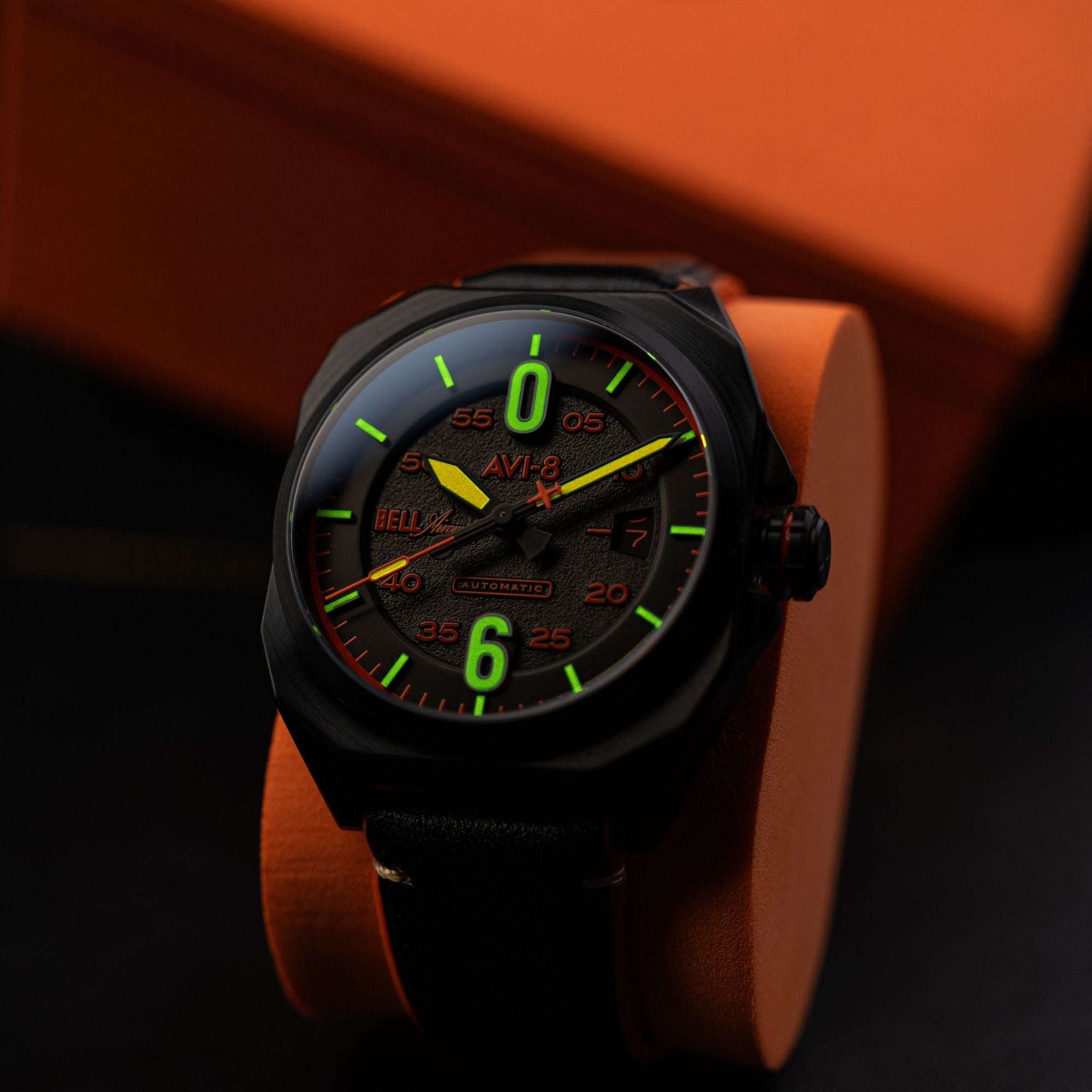 Bell X-1 Machbuster Automatic Black / Black Hybrid leather and rubber strap | Black Dial