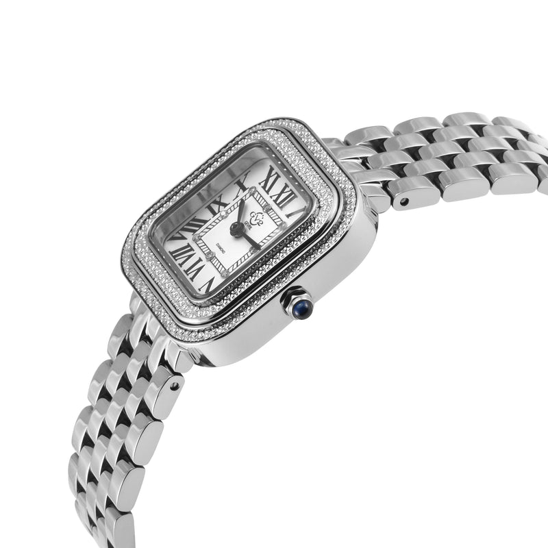 Bellagio GV2 Women's Diamond Swiss Quartz Watch, Silver/White dial 8 Diamonds, Bracelet White Dial