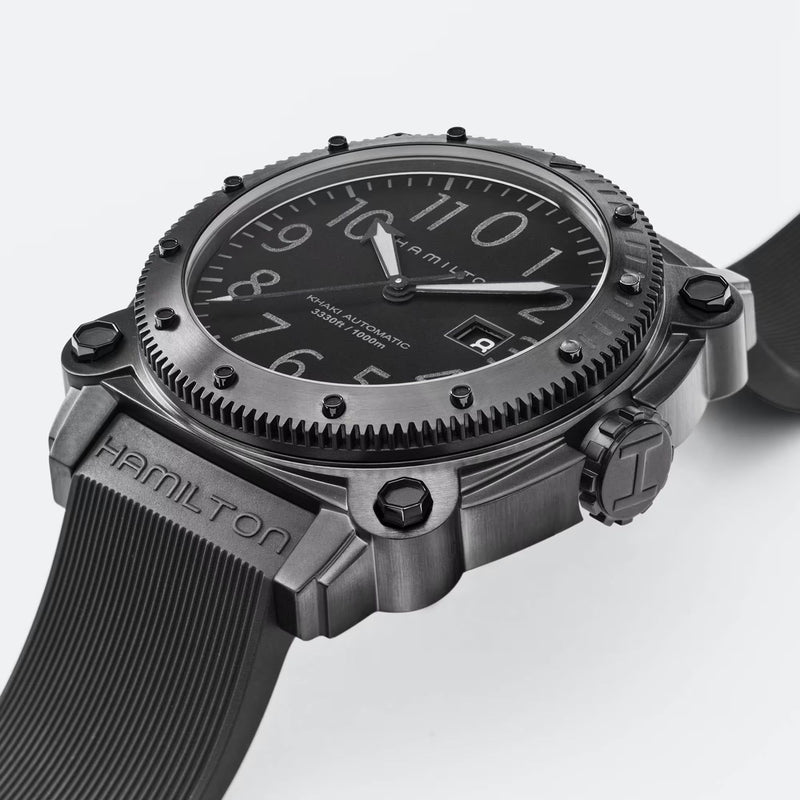 Khaki Navy Black/Rubber | Black Dial