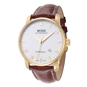 Mido 38mm / Brown / White | White Dial