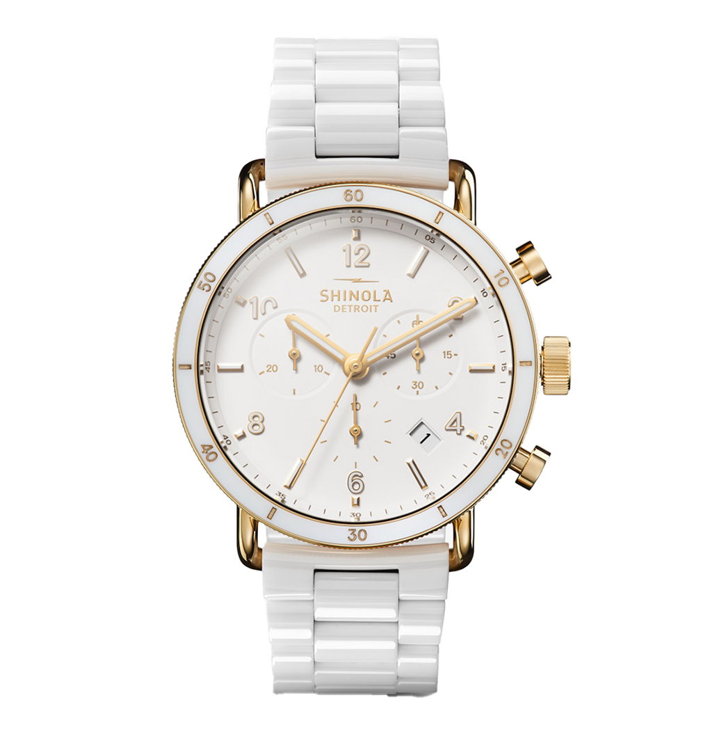 さち　オフホワイト38 Shinola Canfield Sport 40mm White Ceramic Bracelet | White