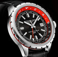 Global Voyager GMT 42mm World Timer Watch Black/Red | Black Dial