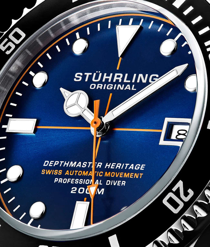 Swiss Automatic Depthmaster Heritage 883H 42mm Diver Black/Leather | Blue Dial