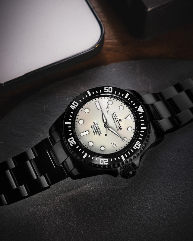 Deep Marine Explorer III Black Stainless bezel | White Dial Watch