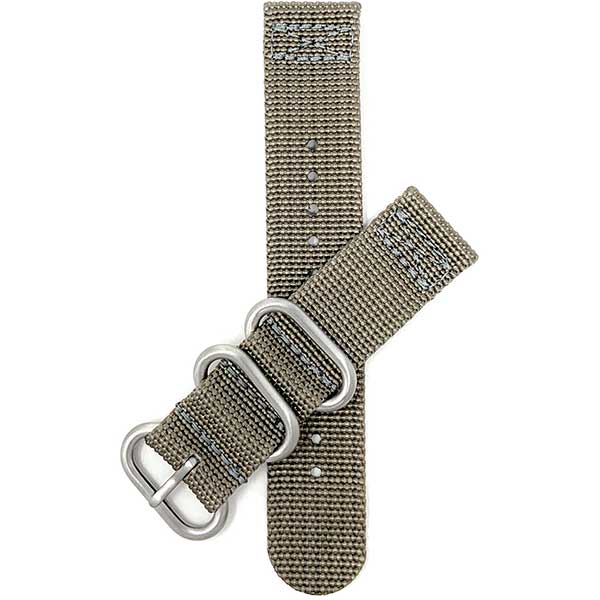 NYL200 | Beige 24mm Nylon Nato Style Watch Band, 2 Piece Strap, Hook and Loop Buckle 24mm / Beige |  Dial