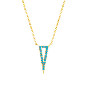 Elegant Confetti Women's 18K Yellow Gold Plated Simulated Turquoise Triangle Pendant Necklace 18k Yellow Gold