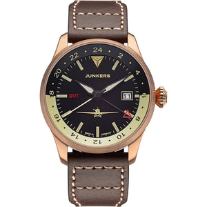 Flieger GMT Automatic Black Dial / Brown Leather Strap Black Dial