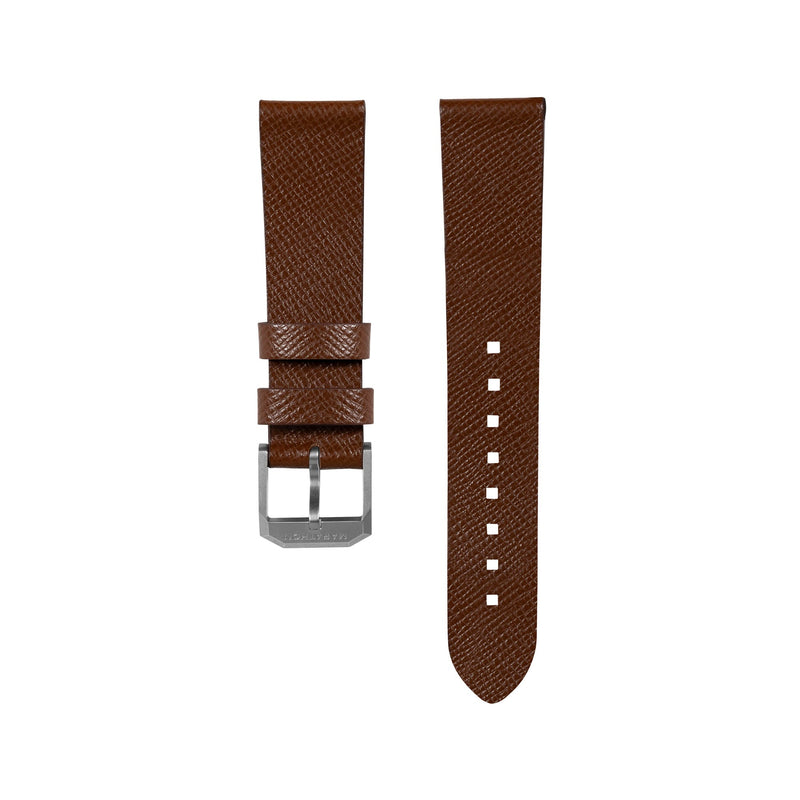 STRAP, 20mm, ITALIAN LEATHER, CROSS HATCH, STEEL BUCKLE, COGNAC, STANDARD ITALIAN LEATHER, CROSS HATCH