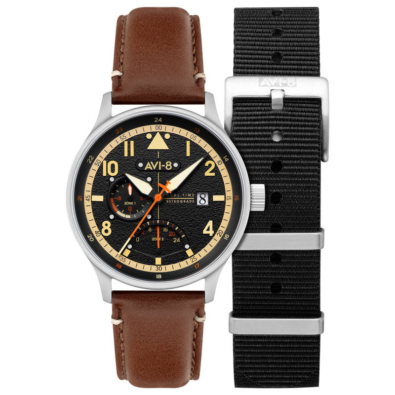 Mckellar Dual Time Black / Leather | Black Dial