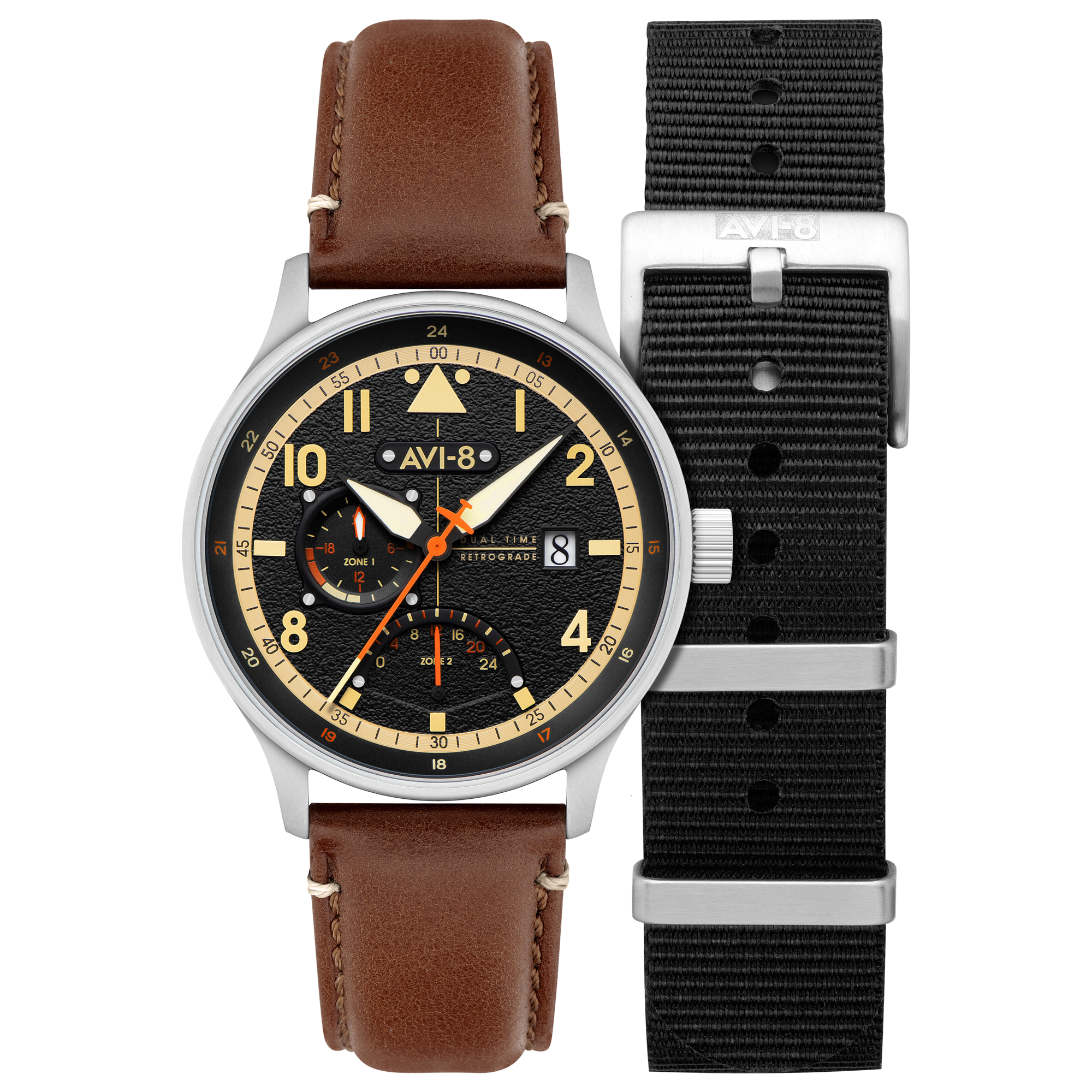 Mckellar Dual Time Black / Leather | Black Dial