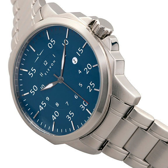 Hughes Watch w/ Date Silver/Blue | Blue Dial