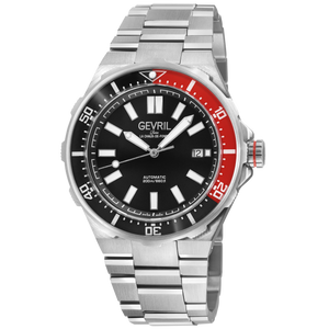 Ticonic Black Enamel Dial 316L Stainless Steel Bracelet Black/Red Bezel 44mm Black Dial