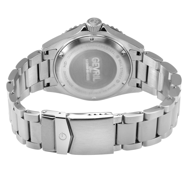 Wall Street Gevril Swiss Made SW200-1 Steel Rotating Black Ceramic Bezel , 316L case, Black Dial | Black Dial