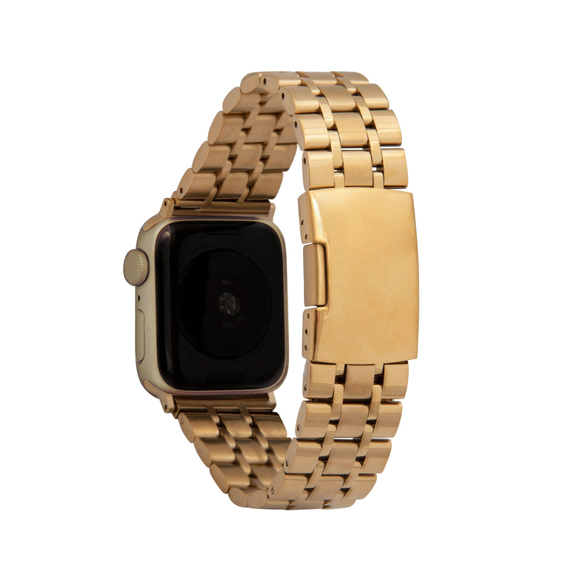 Stainless Steel Push Button Deployment Band for Apple Watch Series 8/7/6/5/4/3/2/1/SE Gold (38mm | 40mm | 41mm) |  Dial