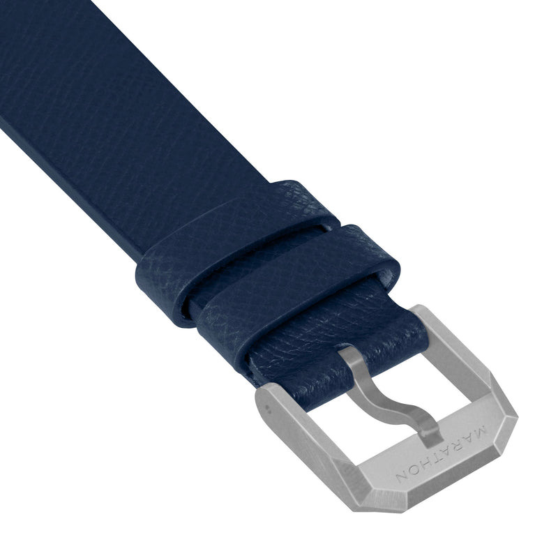 STRAP, 20mm, ITALIAN LEATHER, CROSS HATCH, PARKERIZED BUCKLE, ROYAL BLUE, XL ITALIAN LEATHER, CROSS HATCH |  Dial