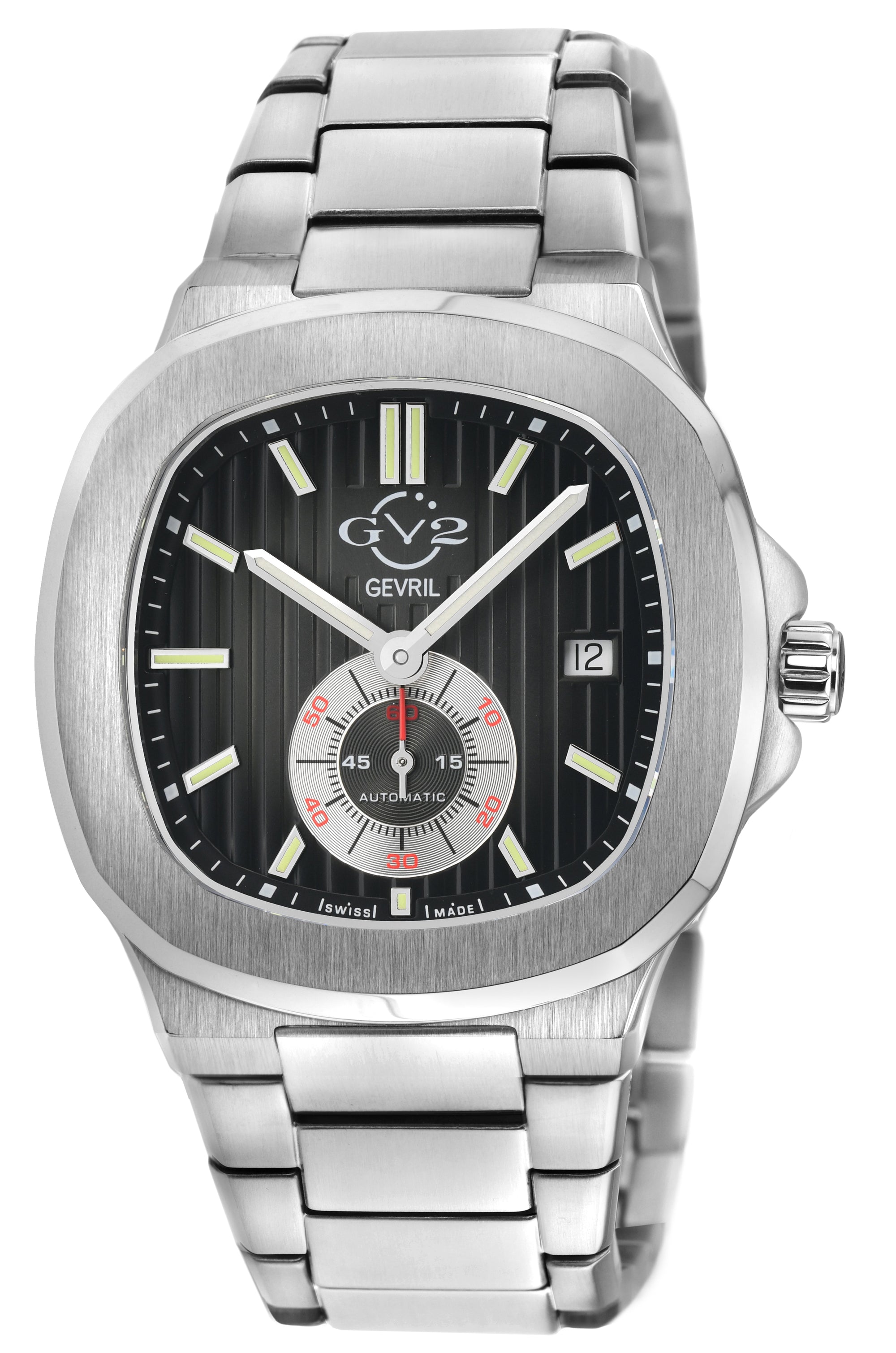 Potente Silver/Black, Silver band, Swiss Automatic Dress Watch | Black Dial
