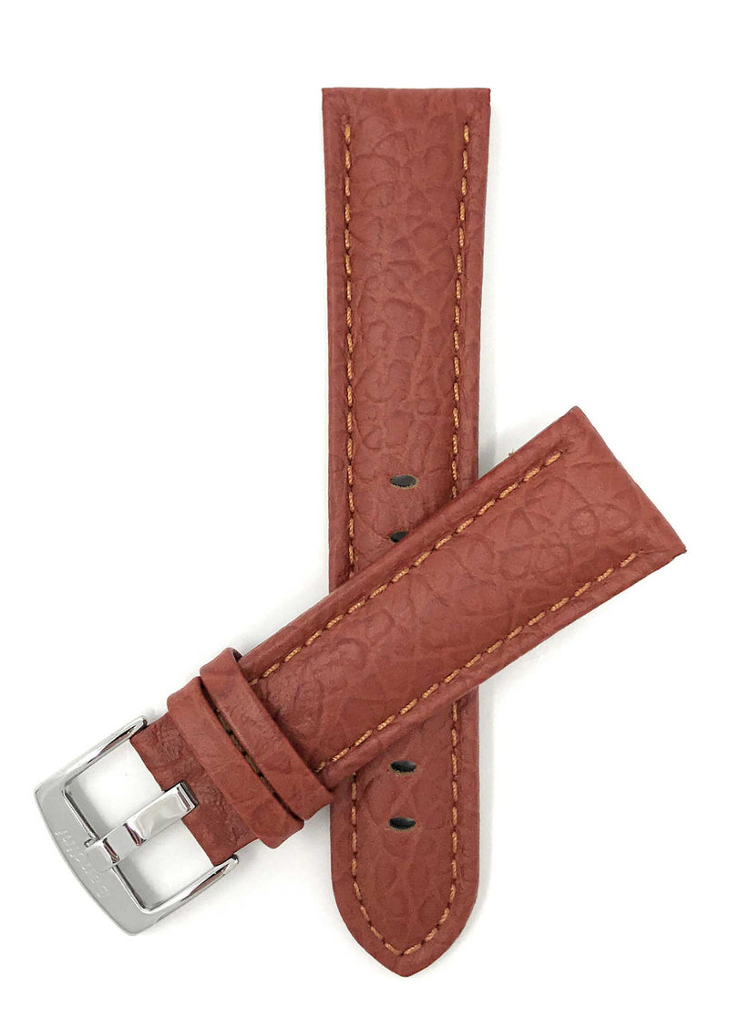 Bandini 28mm Extra long - Tan Italian Leather Watch Band - Buffalo Pattern - Padded 28mm Extra long / Tan / Silver Buckle |  Dial