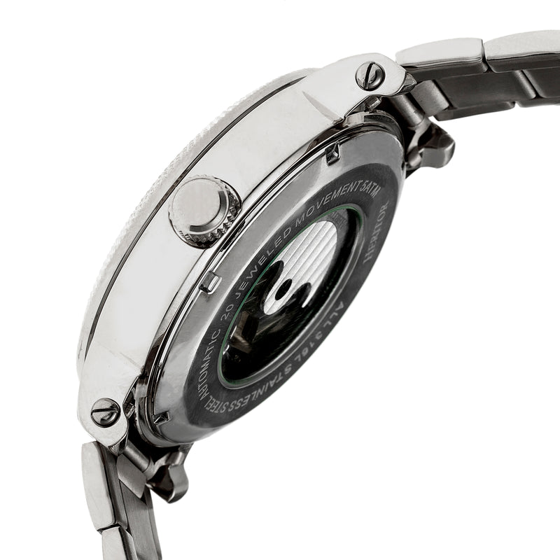 Automatic Aries Skeleton Bracelet Watch Silver/White | Silver Dial