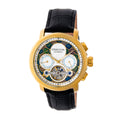 Aura Semi-Skeleton Genuine Leather-Band Watch Gold/White | Multi-colored Dial