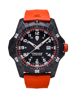 Carbon Dive CARBON CASE/BLACK&ORANGE DIAL/ORANGE STRAP | Black Dial