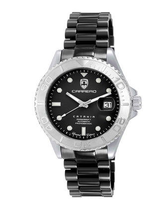 Catania MOP Silvertone-Black/ IP-Black Black Dial