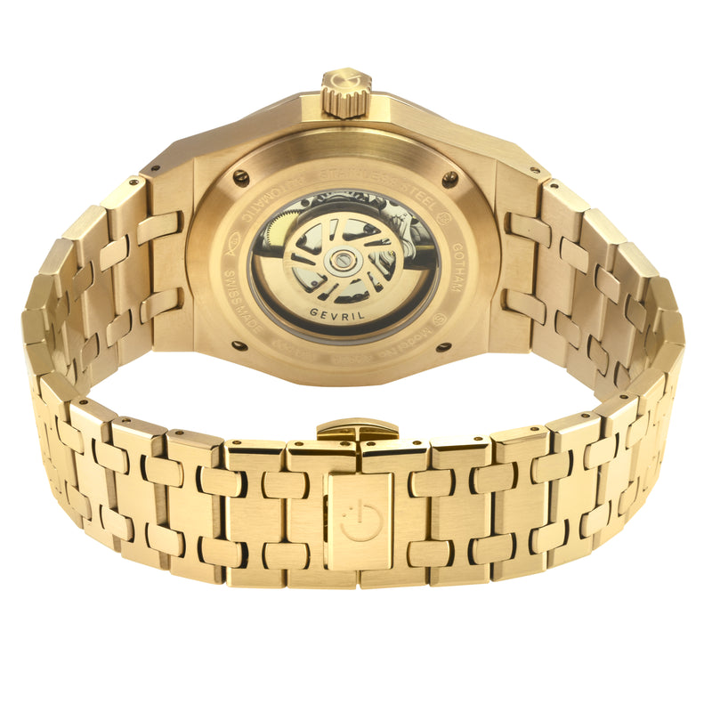 Gotham Swiss Automatic Movement, Silver/White Embossed Dial, IPYG Bracelet | White Dial