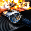 Longitude Automatic Skeleton Blue / Blue Leather Blue Dial