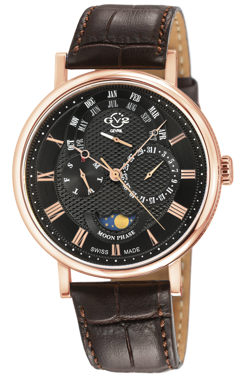Maestro GV2 Swiss Quartz, IPRG Case, White Dial, Blue Italian Leather Strap Black Dial