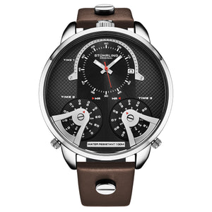 TerraTime Triple-Time Quartz 50mm Brown/Black | Black Dial