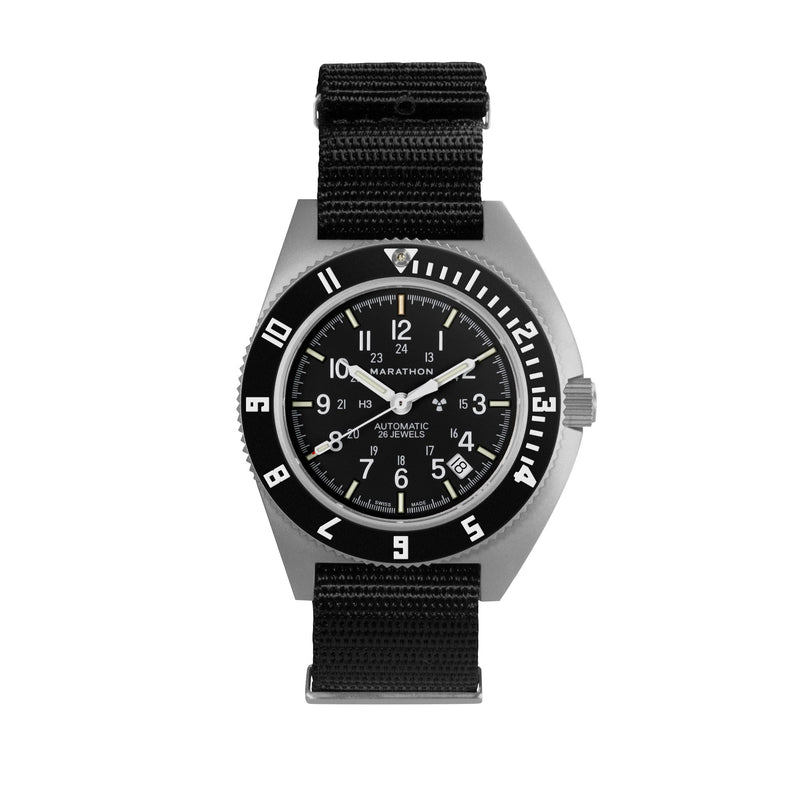NAV, DATE, AUTO, SAPH, NGM, COL: SS/BKPS DS NYLON 11" AUTO SSNAV With Date on DEFSTAN | Black Dial