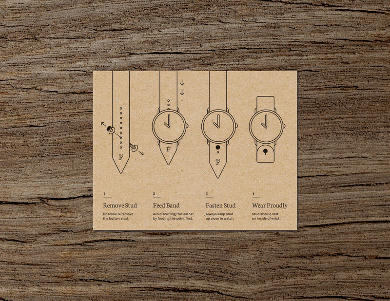 18mm button stud watchband (TWO pack) Chromexcel Natural & Chromexcel Black |  Dial