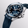 HYDROCONQUEST GMT Blue / Rubber | Blue Dial