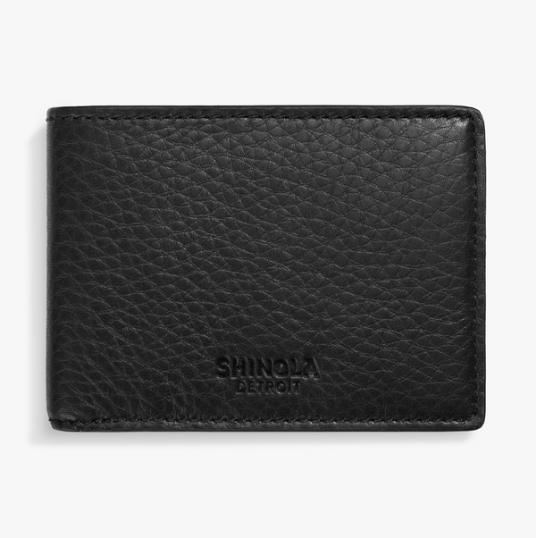 Slim Bifold Wallet Natural Grain Leather - Black