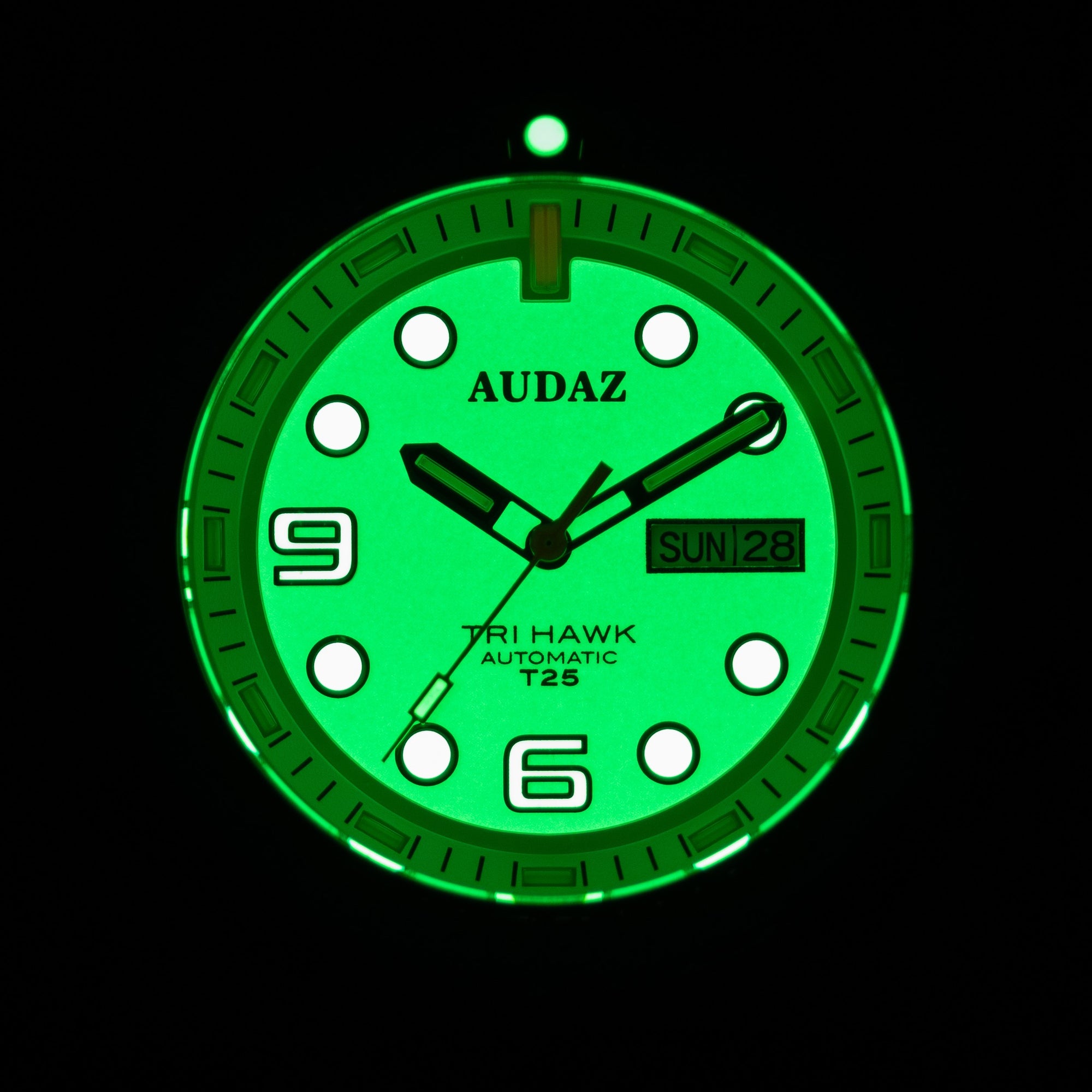 Tri-Hawk Tritium Green with Luminous Glow Green Dial