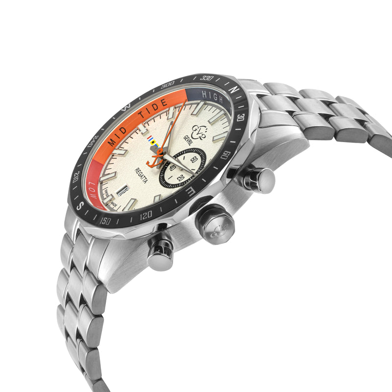 Regatta GV2 Swiss Quartz, Tide cycle indicator, White dial, 316L Stainless Steel Bracelet | White Dial