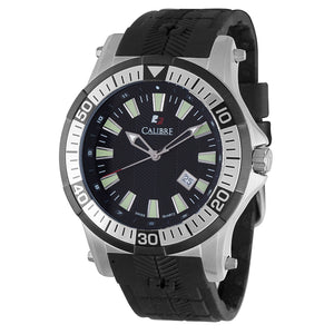 Hawk Date Calibre Hawk Date Swiss Quartz Black Dial Minute Track Inner Bezel Stainless Steel and Black Rubber Date Luminous Watch | Black Dial