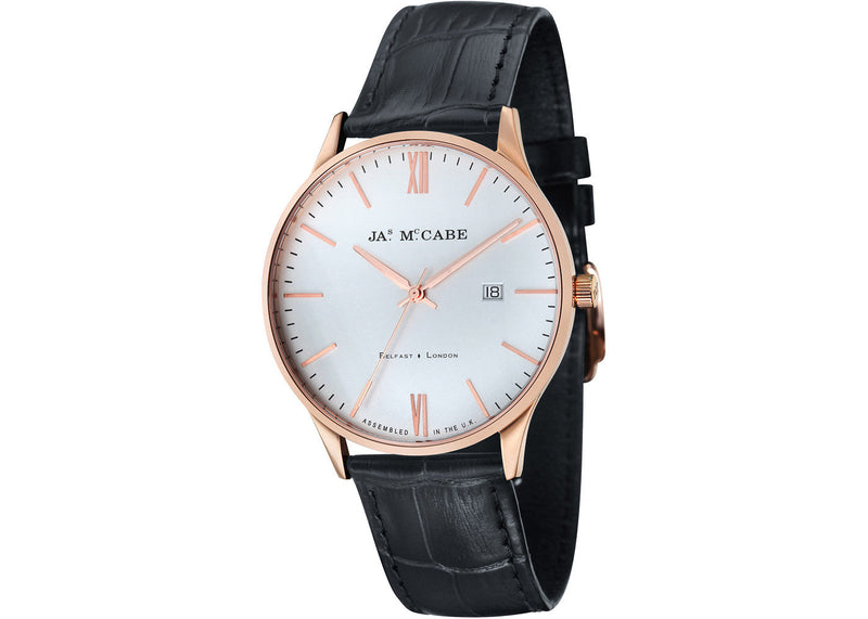James McCabe London Slim Swiss Quartz Watch White / Leather | White Dial