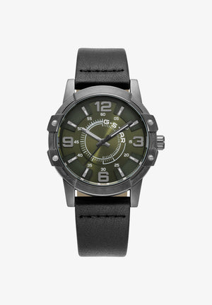 Constructed Olive Green Dial / Black Leather Strap Olive Green Dial